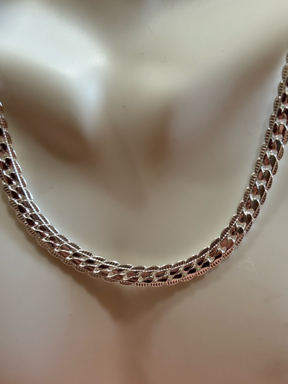 925 Sterling Silver Double Curb Chain  choker chain 14 inches